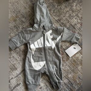 Nike Gray and White Kids One Piece Footie